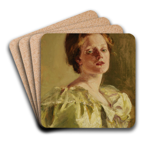 Study in Auburn by Alice Pike Barney Art Drink Coaster set