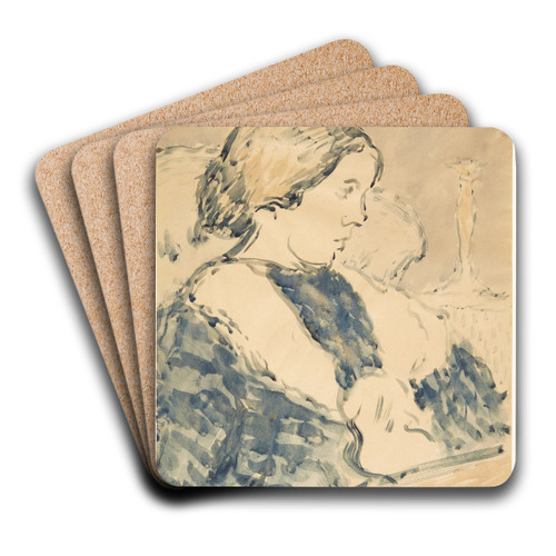 Portrt af siddende kvinde vendt mod hjre by Harald Giersing Art Drink Coaster set