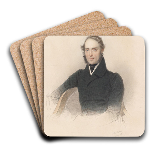 Bildnis Eduard Cuny von Pierron by Josef Kriehuber Art Drink Coaster set