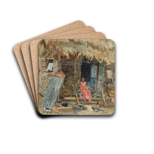 Hut in Trinidad by George Overbury Hart Drink Coasters - set of 4