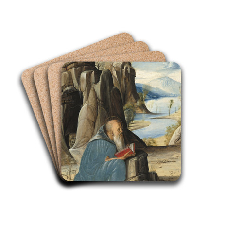 Saint Jerome Reading by Alvise Vivarini Drink Coasters - set of 4