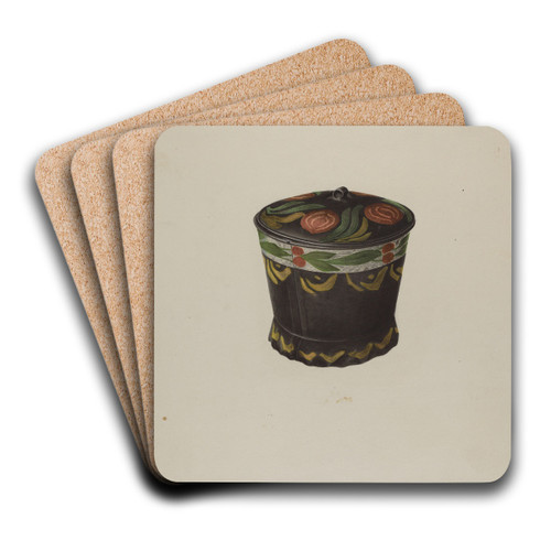 Toleware Sugar Bowl by Philip Johnson Art Drink Coaster set Toleware Sugar Bowl by Philip Johnson Art Drink Coaster set