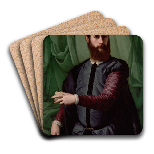 Portrait of a Man 2 by Francesco de' Rossi Art Drink Coaster set Portrait of a Man 2 by Francesco de' Rossi Art Drink Coaster set