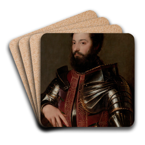 Portrait of a Man in Armor by Titian Art Drink Coaster set