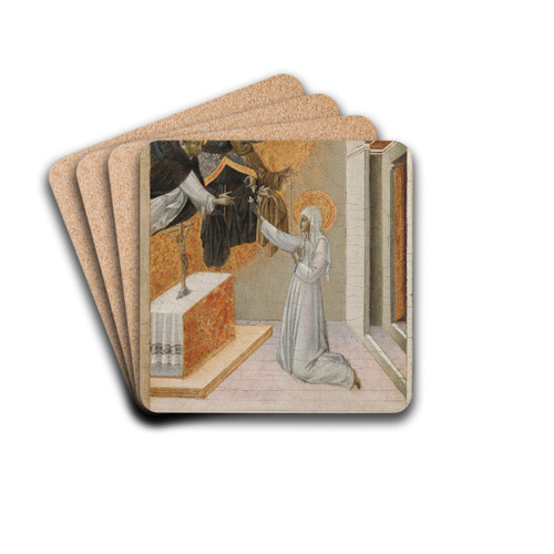 St. Catherine of Siena Invested with the Dominican Habit by Giovanni di Paolo Drink Coasters - set of 4