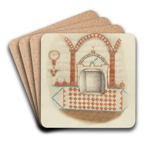 Wall Painting and Niche - Restoration Drawing by George E. Rhone Art Drink Coaster set