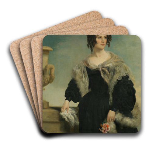 Portrait Of A Lady by Follower Of Franz Xaver Winterhalter Art Drink Coaster set