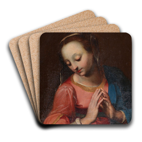 Madonna in prayer by Emilian School Art Drink Coaster set