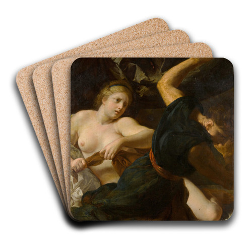 Joseph and Potiphar's wife by Antoine Rivalz Art Drink Coaster set