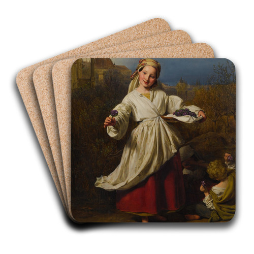 The Flower Seller by Ferdinand Georg Waldmller Art Drink Coaster set