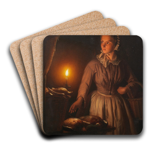 The night stall by Petrus van Schendel Art Drink Coaster set
