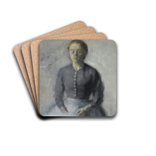 Portrt Af Ida (Portrait Of Ida) by Vilhelm Hammershi Drink Coasters - set of 4