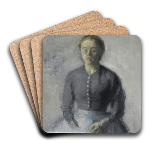 Portrt Af Ida (Portrait Of Ida) by Vilhelm Hammershi Art Drink Coaster set
