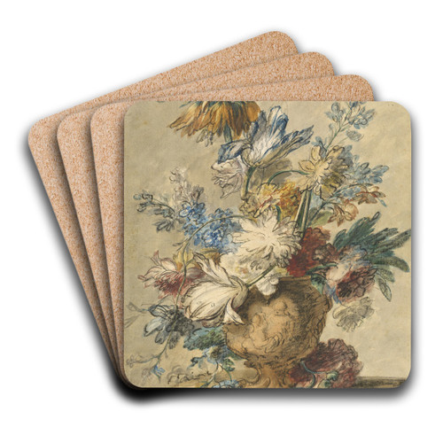 Bouquet of Spring Flowers in a Terracotta Vase by Jan van Huysum Art Drink Coaster set