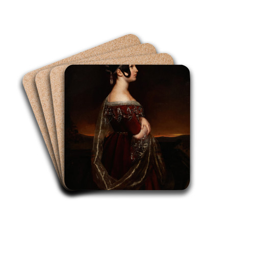 Portrait of a Lady with Pearls by Ary Scheffer Drink Coasters - set of 4