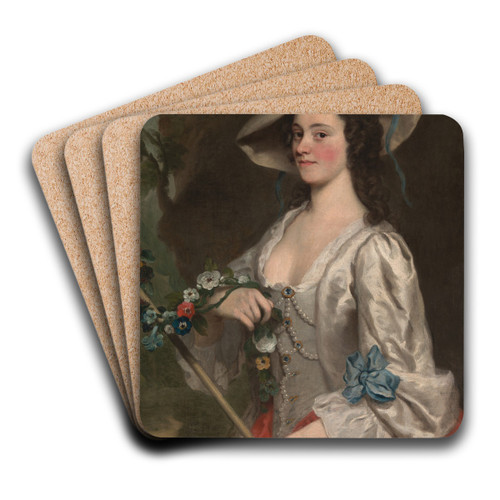 Portrait of a Woman by George Knapton Art Drink Coaster set Portrait of a Woman by George Knapton Art Drink Coaster set
