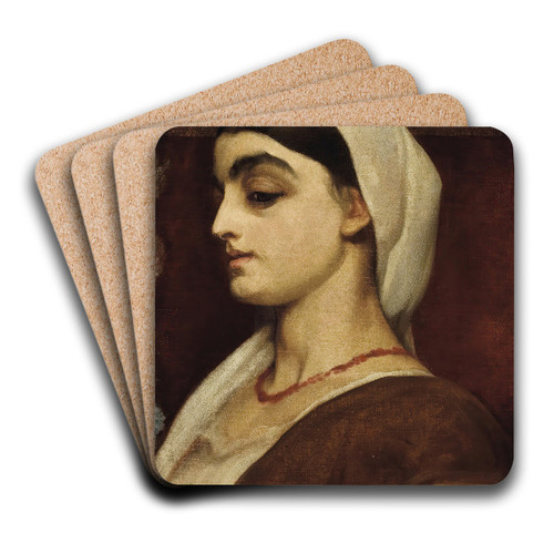 Portrait of Stella by Frederic Leighton Art Drink Coaster set