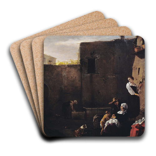 Italian Courtyard by Thomas Wijck Art Drink Coaster set Italian Courtyard by Thomas Wijck Art Drink Coaster set