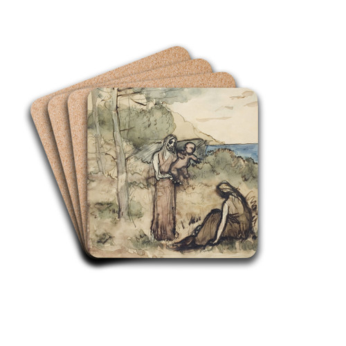Fisherman's Family by Pierre Puvis de Chavannes Drink Coasters - set of 4 Fisherman's Family by Pierre Puvis de Chavannes Drink Coasters - set of 4