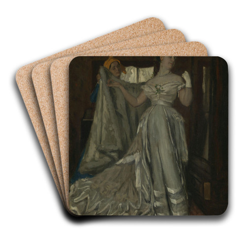 Lady and Chambermaid by James Tissot Art Drink Coaster set