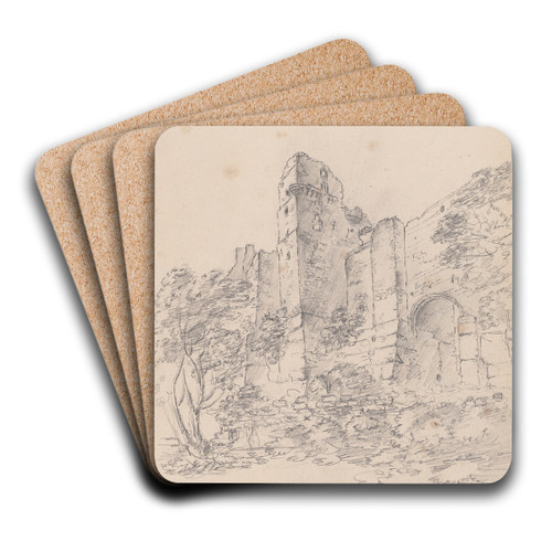Roslin Castle, Midlothian, Scotland by James Moore Art Drink Coaster set