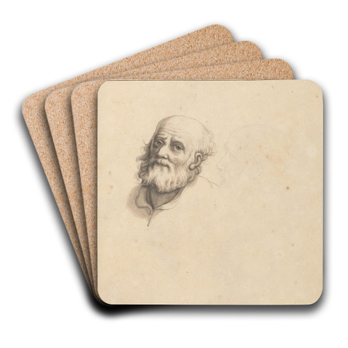 Sketches of Heads of Bearded Men by Hamlet Winstanley Art Drink Coaster set