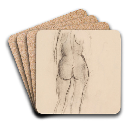 Kvindelig stende model, set fra ryggen by Jens Adolf Jerichau Art Drink Coaster set