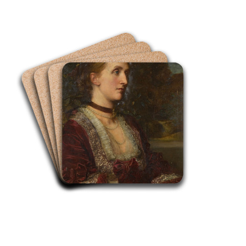 Portrait Of Mrs Agnes Jane Moore by George Frederic Watts Drink Coasters - set of 4