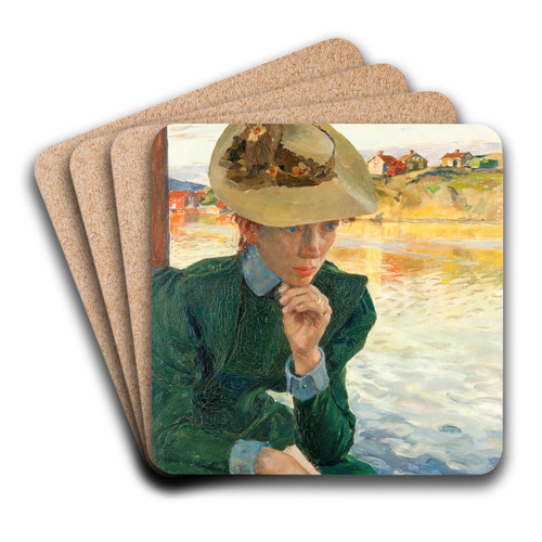 Scene from the Swedish West Coast by Carl Wilhelmson Art Drink Coaster set