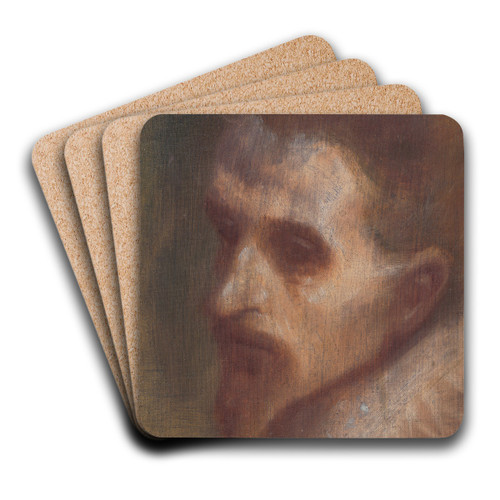 Hlava myslitea by Ladislav Mednynszky Art Drink Coaster set
