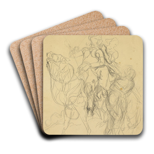 Study for Marphise and the Mistress of Pinabel by Eugne Delacroix Art Drink Coaster set