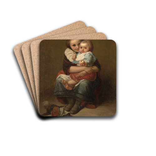 The two sisters by Eduard Geselschap Drink Coasters - set of 4 The two sisters by Eduard Geselschap Drink Coasters - set of 4