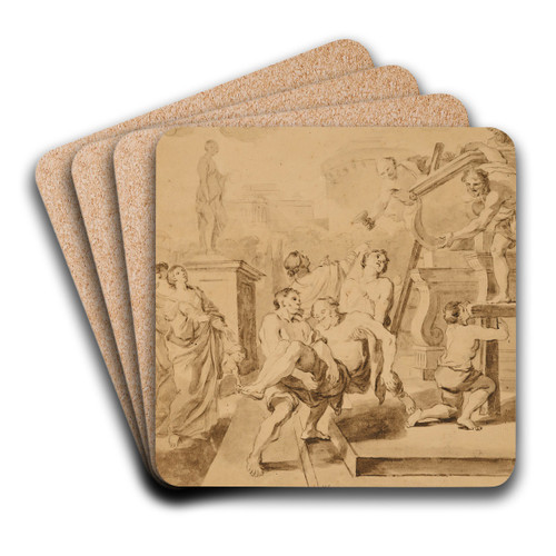 The burial place of Saint Andrew by Jean-Honor Fragonard Art Drink Coaster set