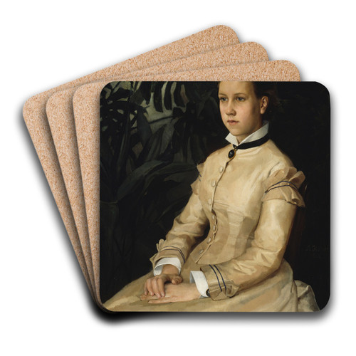 Portrait Of The Artist's Sister Ellen Edelfelt by Albert Edelfelt Art Drink Coaster set