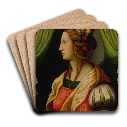 Profile of aWoman; a 'Testa Ideale' by Antonio di Donnino del Mazziere Art Drink Coaster set