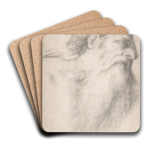 Head of a Bearded Man by Lorenzo Lotto Art Drink Coaster set