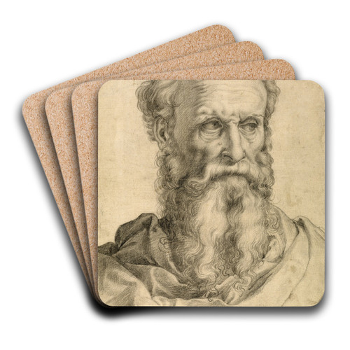 Head and Shoulders of a Bearded Man by Francesco de' Rossi Art Drink Coaster set