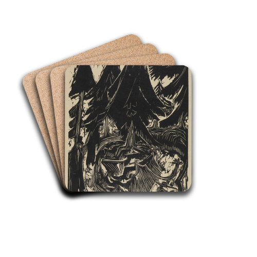 Sanatoriumsspaziergang by Ernst Ludwig Kirchner Drink Coasters - set of 4 Sanatoriumsspaziergang by Ernst Ludwig Kirchner Drink Coasters - set of 4