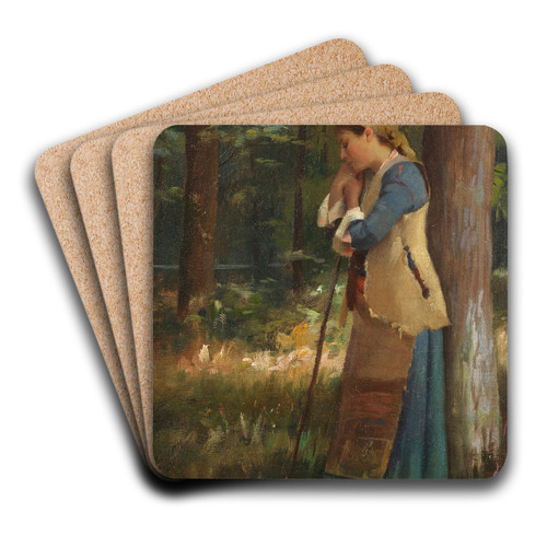 Resting shepherdess by Theodoros Ralli Art Drink Coaster set