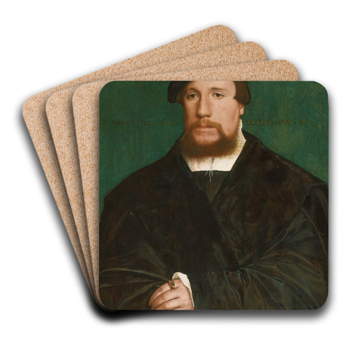 Portrait of a HanseaticMerchant by Hans Holbein The Younger Art Drink Coaster set