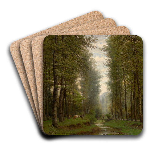 Brook in the Forest by Joseph Van Luppen Art Drink Coaster set
