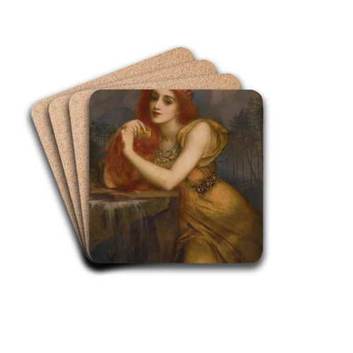 Lorelei, the Nymph of the Rhine by Charles Edward Hall Drink Coasters - set of 4 Lorelei, the Nymph of the Rhine by Charles Edward Hall Drink Coasters - set of 4