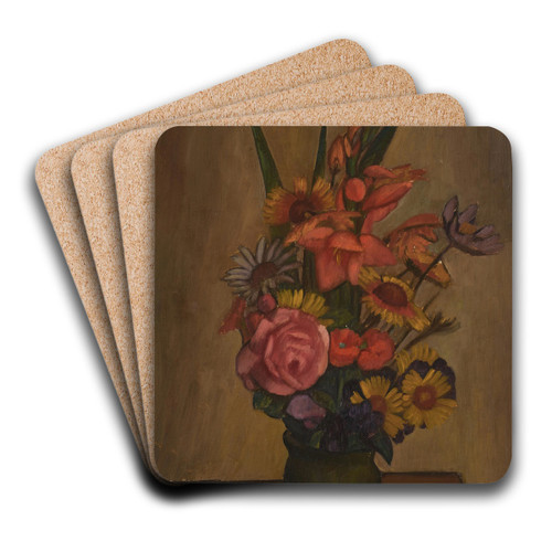 Still Life, Vase with Flowers by Mark Gertler Art Drink Coaster set Still Life, Vase with Flowers by Mark Gertler Art Drink Coaster set