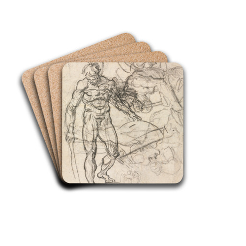 Figure Studies (verso) by Jean-Honor Fragonard Drink Coasters - set of 4