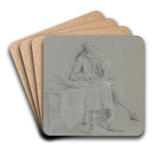 Cavalier sitting at the table by Cornelis Troost Art Drink Coaster set