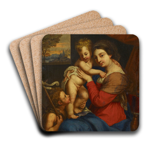 Virgin With Child And With Saint John The Baptist As Child by Carlo Cignani Art Drink Coaster set
