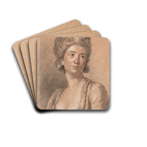 tude pour un portrait de femme by Antoine Vestier Drink Coasters - set of 4