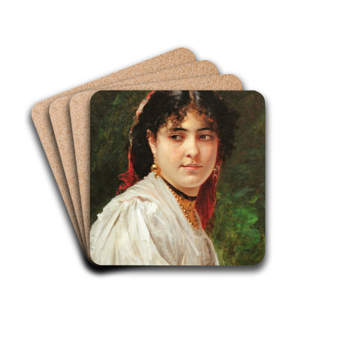 Portrait of a young italian woman by Alexandre Cabanel Drink Coasters - set of 4