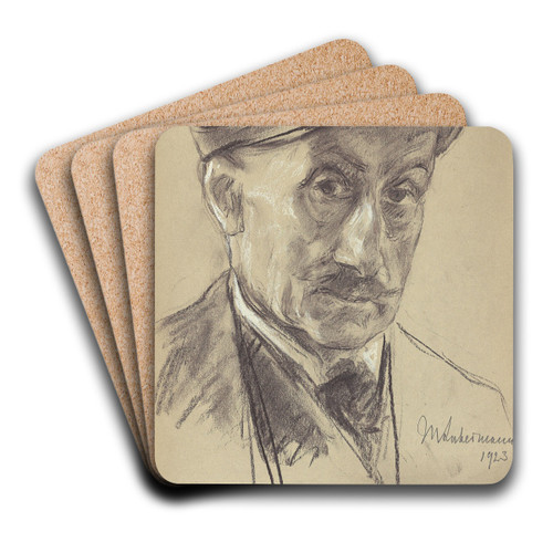 Selbstbildnis mit Schirmmtze by Max Liebermann Art Drink Coaster set