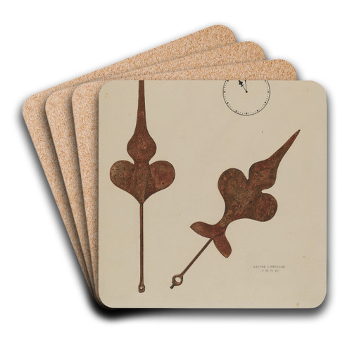 Church Clock Hands by Walter Praefke Art Drink Coaster set